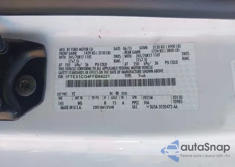 2015 Ford F-150 Xl z USA, uszkodzony, nr VIN 1FTEX1CG4FFB84221